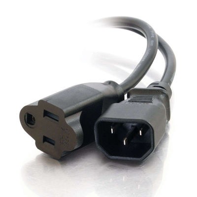 2ft 16 AWG Monitor Power Adapter Cord (IEC320C14 to NEMA 5-15R)