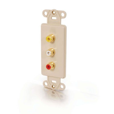 Decorative Gold Triple RCA Multimedia Insert - Ivory