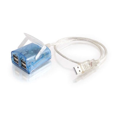 4-Port USB 2.0 Laptop Hub with 1.5ft Blue LED Indicator Cable