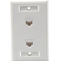 Dual Cat5E RJ45 Configured Wall Plate - White