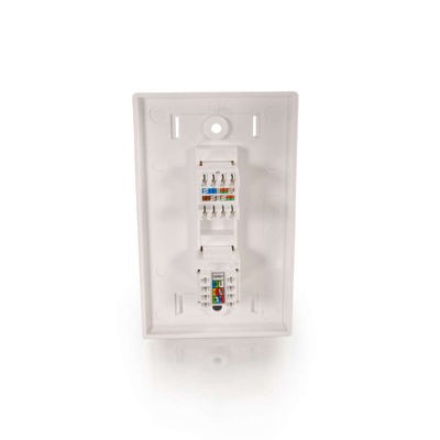 Cat5E RJ45 with Cat3 RJ12 Configured Wall Plate - White