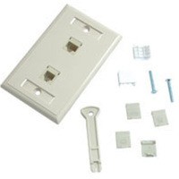 Cat5E RJ45 with Cat3 RJ12 Configured Wall Plate - Ivory