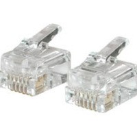 RJ12 6x6 Modular Plug for Round Solid Cable - 25pk