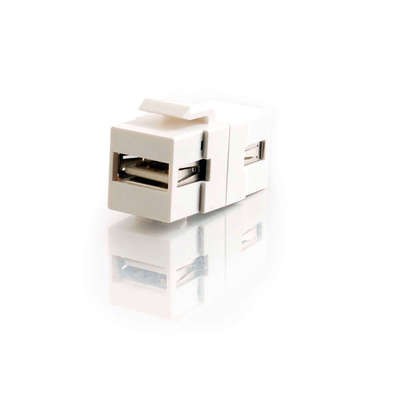 Snap-In USB A/A Female Keystone Insert Module - White