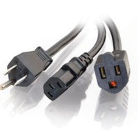 1.5ft 16 AWG 1-to-2 Power Cord Splitter (NEMA 5-15P to 1 NEMA 5-15 +1 IEC320C13)