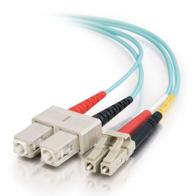 2m 10 Gb LC/SC Duplex 50/125 Multimode Fiber Patch Cable - Aqua