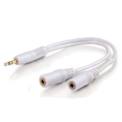 6in Value Series&trade; One 3.5mm Stereo Male to Two 3.5mm Female Stereo Y-Cable - iPod&reg White