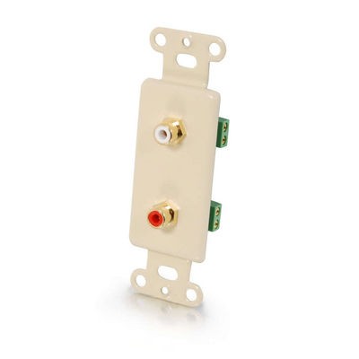 Decorative Red/White Dual RCA Wall Plate Insert - Ivory
