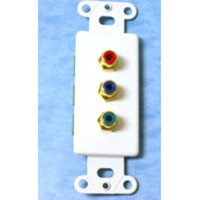 Decorative Red/Green/Blue Component Video Wall Plate Insert - White