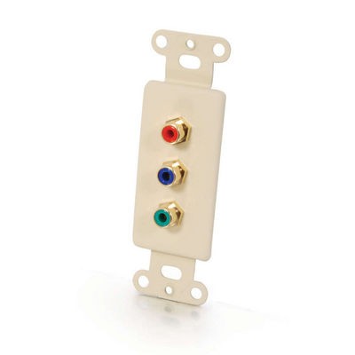 Decorative Red/Green/Blue Component Video Wall Plate Insert - Ivory