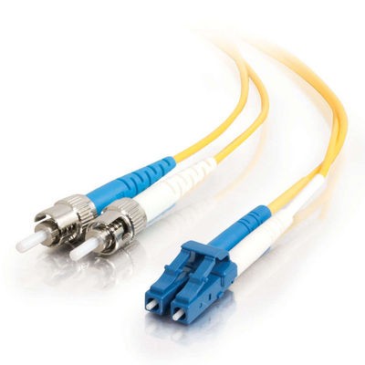 8m USA-Made LC/ST Duplex 9/125 Single Mode Fiber Patch Cable - Yellow