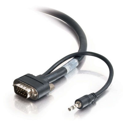 10ft CMG-Rated HD15 SXGA + 3.5mm M/M Monitor Cable with Rounded Low Profile Connectors