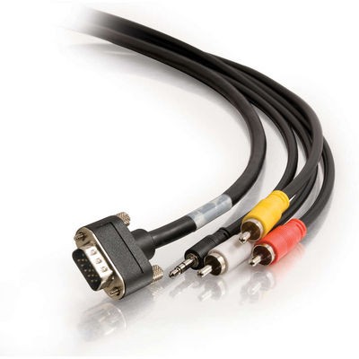 35ft CMG-Rated HD15 SXGA + Composite Video + Stereo Audio + 3.5mm M/M Cable with Rounded Low Profile Connectors