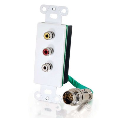 RapidRun Composite Video + Stereo Audio Wall Plate - White