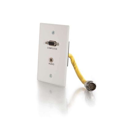 RapidRun Single Gang Integrated VGA (HD15) + 3.5mm - White Brushed Aluminum
