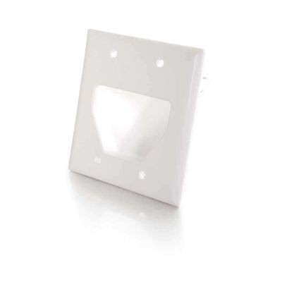 Double Gang Recessed Low Voltage Cable Plate (White)