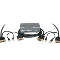 2-Port UXGA Monitor Splitter/Extender with 3.5mm Audio with (2) 100ft HD15 M/M UXGA Monitor Cables with 3.5mm Audio
