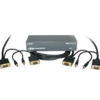 4-Port UXGA Monitor Splitter/Extender with 3.5mm Audio Plus (2) 100ft HD15 UXGA with 3.5mm Audio Monitor Cables