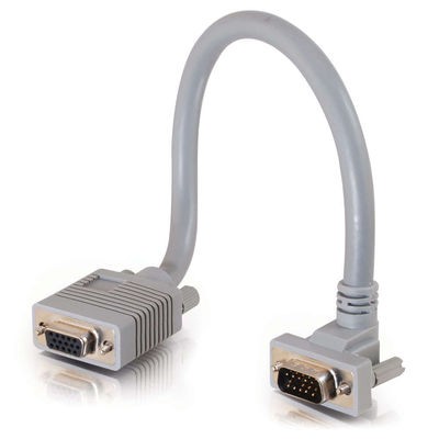 10ft Premium Shielded HD15 SXGA M/F Monitor Extension Cable with 90&deg; Downward-Angled Male Connector