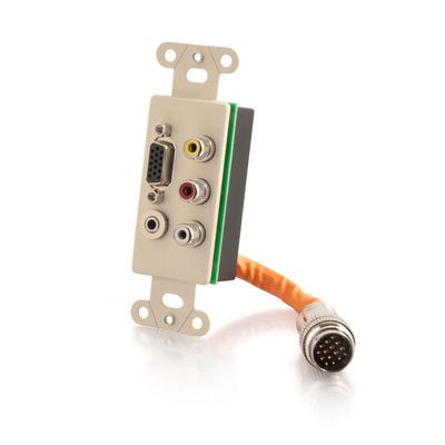 RapidRun Decora Integrated VGA (HD15) + 3.5mm + RCA Audio/Video  Wall Plate - Ivory