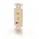 Decorative Gold Triple RCA Multimedia Insert - Ivory