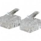 RJ11 6x4 Modular Plug for Round Solid Cable - 50pk