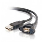 2ft Panel-Mount USB 2.0 A Male to A Female Cable