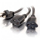 3ft 16 AWG 1-to-2 Power Cord Splitter (1 NEMA 5-15P to 2 NEMA 5-15R)