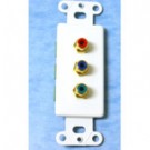 Decorative Red/Green/Blue Component Video Wall Plate Insert - White
