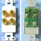 Decorative 2-Pair Speaker Wire Binding Posts Wall Plate Insert - White