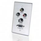 Single Gang HD15 VGA (Bottom) + 3.5mm + Composite Video + Stereo Audio Wall Plate - Brushed Aluminum