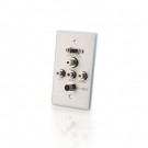 Single Gang HD15 VGA (Top) + 3.5mm + S-Video + Composite Video + Stereo Audio Wall Plate - Brushed Aluminum