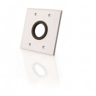 Double Gang 1.5in Grommet Wall Plate - Brushed Aluminum