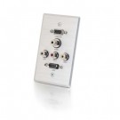 Decorative HDMI, HD15 VGA, RCA Audio/Video, and 3.5mm Wall Plate - Brushed Aluminum