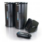 Premium 900MHz Wireless Indoor/Outdoor Speakers with Remote and Dual Power Transmitter, Black