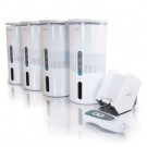 Premium 900MHz Wireless Indoor/Outdoor 4 Speaker System w/ Remote and Dual Power Transmitter, White