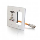RapidRun Double Gang Integrated VGA (HD15) + 3.5mm + RCA Audio/Video + Decora Style Cut-Out Wall Plate - Brushed Aluminum