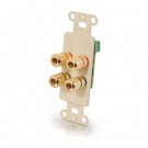 Decorative 2-Pair Speaker Wire Binding Posts Wall Plate Insert - Ivory